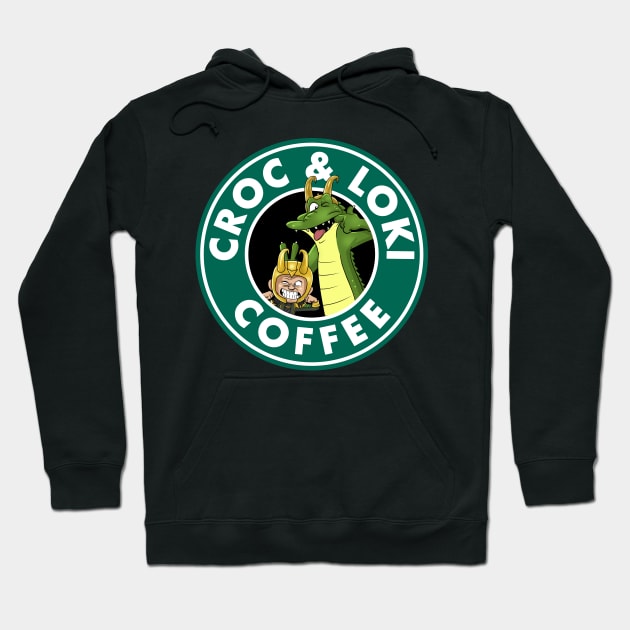 Croc & Loki Coffee Hoodie by peekxel